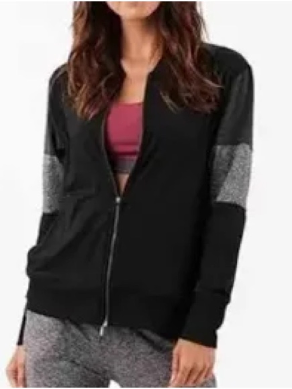 Vuori Halo Bomber Jacket Black Gray Colorblock Full Zip Medium